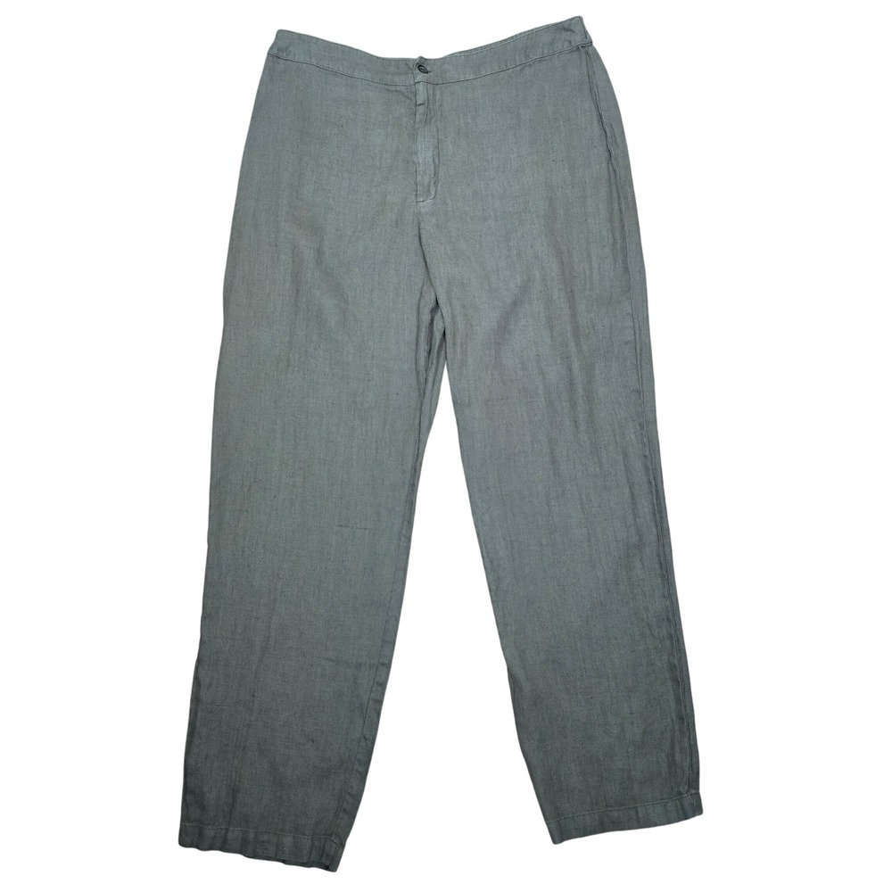 Vintage Chicos Design 100% Linen Wide Leg Pants‎ Green Size 3 XL Coastal Grandpa